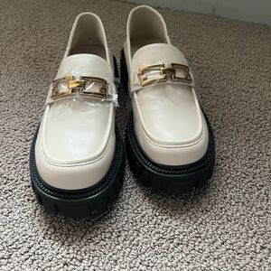 Chunky white loafers